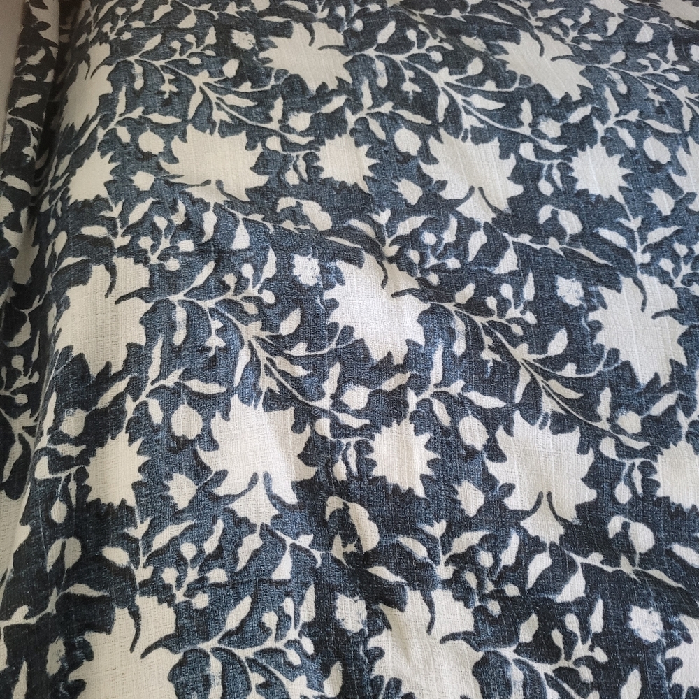Floral Blue and White Block Print Throw Blanket, Tablecloth, Sofa Cover Large